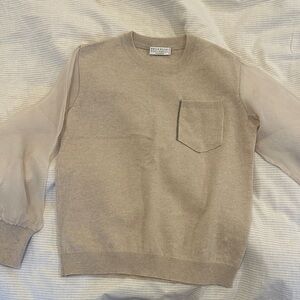 Brunello Cucinelli Kids Beige Sweater with Pocket